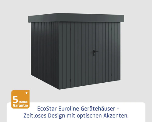 Gerätehaus aus Metall mit Tür und fünf Jahre Garantie