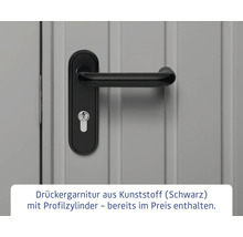 Schwarze Kunststoff Drückergarnitur mit Profilzylinder