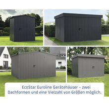 EcoStar Euroline Gerätehäuser mit zwei Dachformen und einer Vielzahl von Größen.