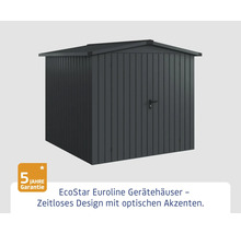 Gerätehaus aus Metall mit Tür und Dach