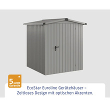 Gerätehaus aus Metall mit Tür und Dach