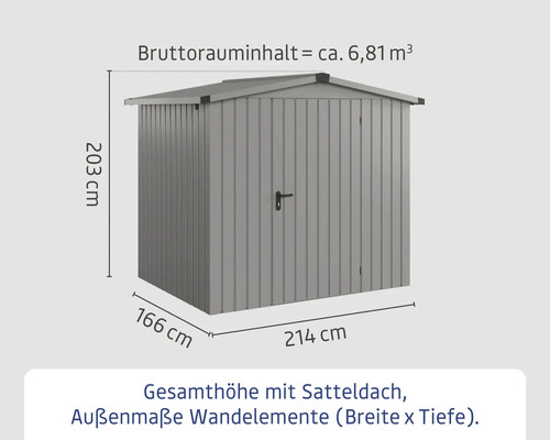 Abmessungen eines Gerätehauses mit Satteldach