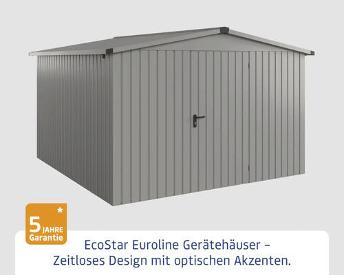EcoStar Euroline Gerätehaus mit Tür und fünf Jahre Garantie