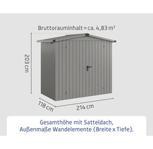 Gartenschrank mit Satteldach und Abmessungen