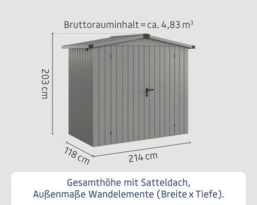 Gartenschrank mit Satteldach und Abmessungen