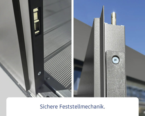 Detailansicht einer sicheren Feststellmechanik.