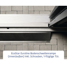 EcoStar Euroline Bodenschwellenrampe für einflügelige Tür inklusive Schrauben zur Verwendung im Innen- und Außenbereich