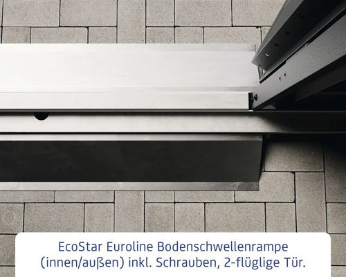 EcoStar Euroline Bodenschwellenrampe mit Schrauben für zweiflügelige Tür