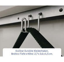 EcoStar Euroline Kleiderhaken an einer Schiene befestigt