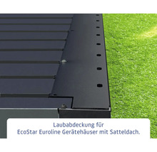 Laubabdeckung für EcoStar Euroline Gerätehäuser mit Satteldach.
