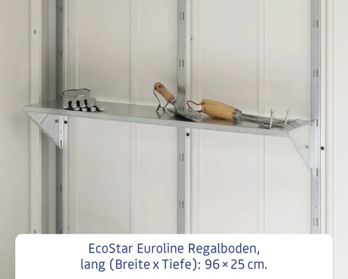EcoStar Euroline Regal mit Gartenhandschuhen und Gartengeräten