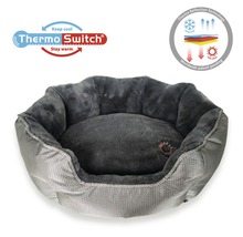 Graues Hundebett mit Thermo Switch und Thermo Reflection Technologie