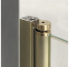 Detail einer Duschkabinenbefestigung mit Glaseinsatz