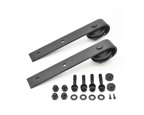 Schiebetürbeschlag-Set mit zwei Laufwagen, Schrauben und Muttern