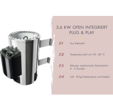 Saunaofen mit 3,6 Kilowatt Leistung aus Edelstahl