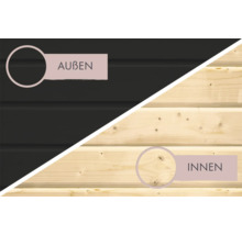 Außen- und Innenansicht einer Holzwand