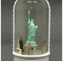 Dekoration mit Freiheitsstatue und Gebäuden in einem Glasbehälter