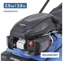 Detailansicht des Hyundai Rasenmähers mit Benzinmotor