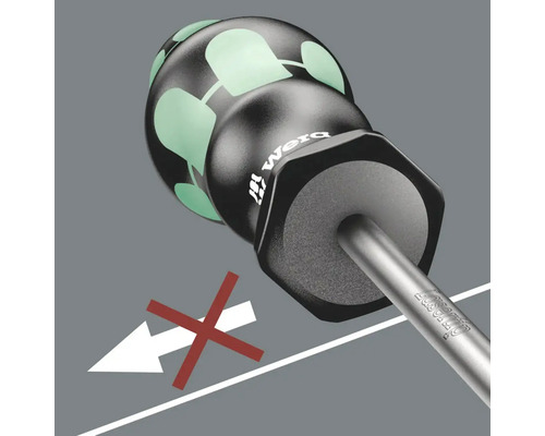 Nahaufnahme eines Schraubendrehers mit ergonomischem Griff und Anti-Roll-Funktion