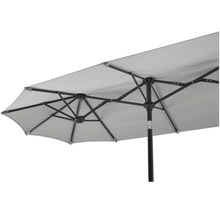 Doppelter Gartenschirm mit Gestell und Stoffbezug