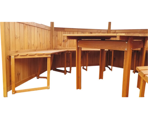 Holzgartengarnitur mit Tisch und Sitzbänken