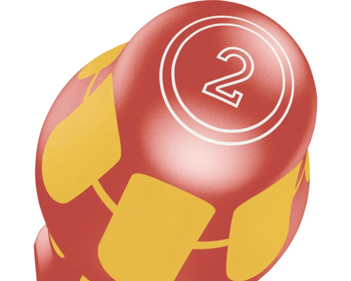 Dekoratives Osterei mit der Zahl 2 und gelben Mustern