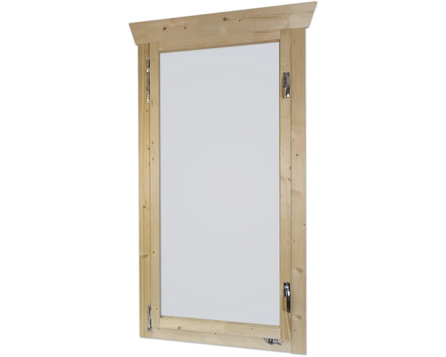 Holzfenster mit Metallbeschlägen