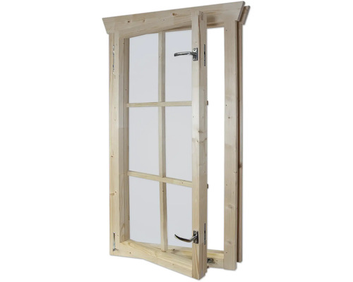 Holzfenster mit Glaseinsatz und Griff