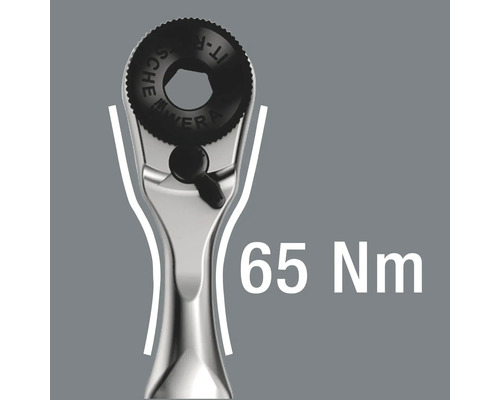 Wera Zyklop Mini 1 Ratsche Detailansicht mit 65 Newtonmeter Kapazität