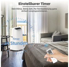 Klimaanlage mit einstellbarem 24 Stunden Timer und Fernbedienung im Schlafzimmer