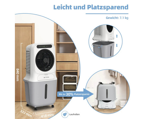Mobiler Luftkühler mit Rollen und Wassertank