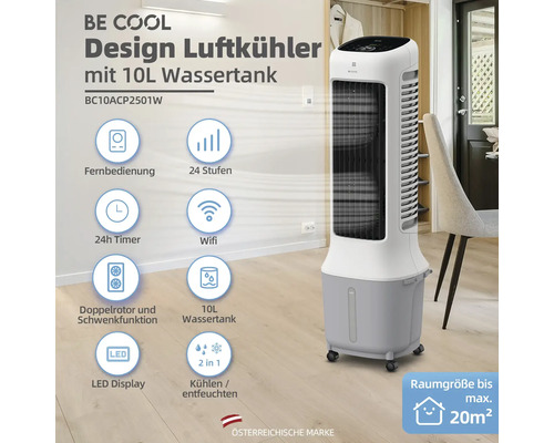 Be Cool Design Luftkühler mit 10 Liter Wassertank Modell BC10ACP2501W im Raum