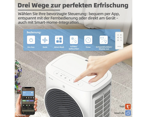 Mobiles Klimagerät mit App Steuerung und Fernbedienung