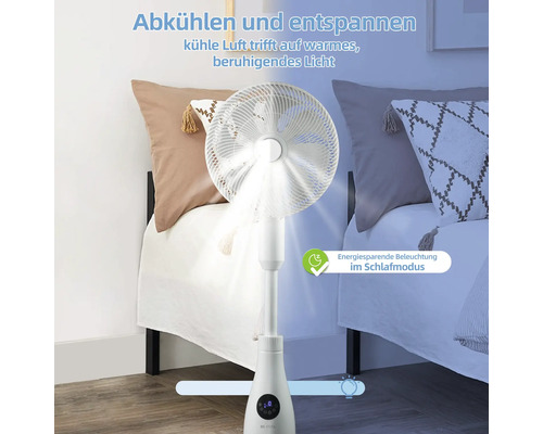 Ventilator im Schlafzimmer mit energiesparender Beleuchtung