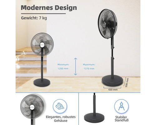 Standventilator mit modernem Design und robustem Gehäuse
