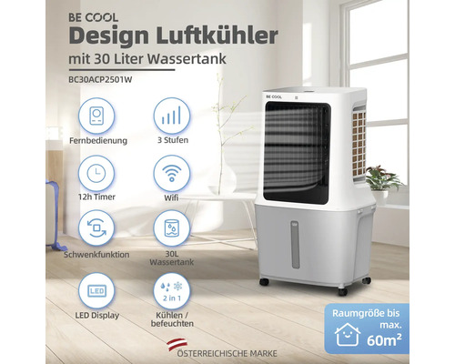 Be Cool Design Luftkühler mit 30 Liter Wassertank im Wohnraum