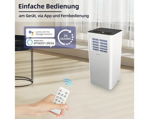 Mobiles Klimagerät mit Fernbedienung und Steuerung per App