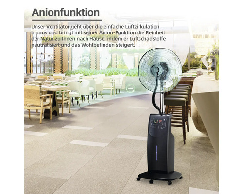 Standventilator mit Vernebler und Anionenfunktion in einem Restaurant
