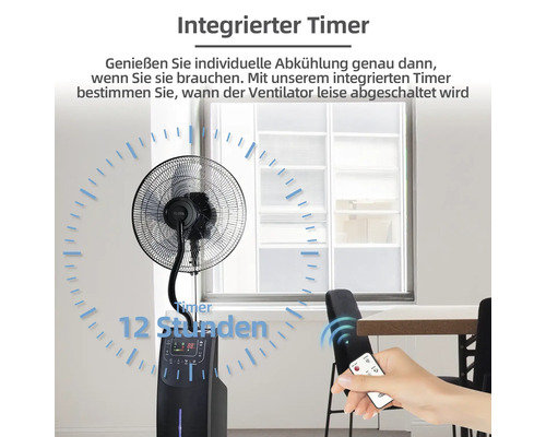 Ventilator mit integriertem Timer und Fernbedienung im Wohnraum