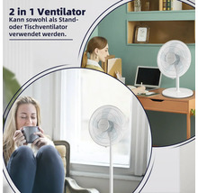 Szene mit 2-in-1 Ventilator als Standventilator und Tischventilator