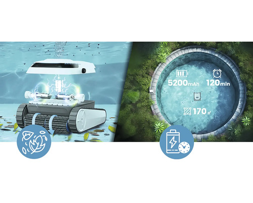 Poolreinigungsroboter mit Akku und Reinigungsfunktion für Blätter
