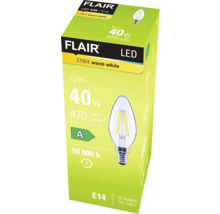Verpackung einer Flair LED Lampe C35/E14 mit 2700 Kelvin warmweiß