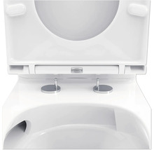 Aufnahme eines WC-Sitzes mit offenem Deckel.