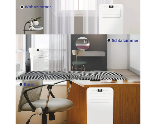 Mobile Klimaanlage in Wohnzimmer, Schlafzimmer und Büro