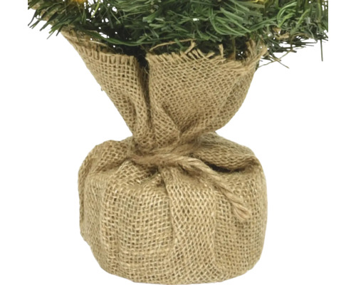 Dekorativer Mini-Weihnachtsbaum im Jutesack