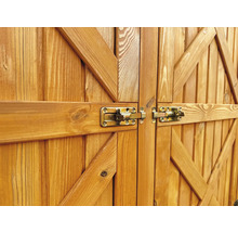 Detailansicht einer Holztür mit zwei Riegeln
