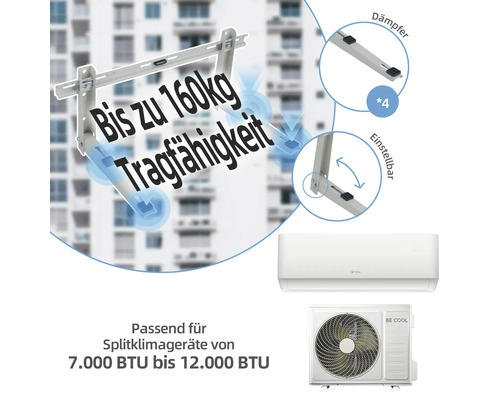 Splitklimaanlage mit Halterung für Geräte von 7000 BTU bis 12000 BTU