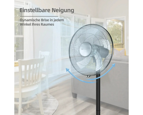 Standventilator mit einstellbarer Neigung zur Erzeugung einer Brise in jedem Winkel des Raumes.