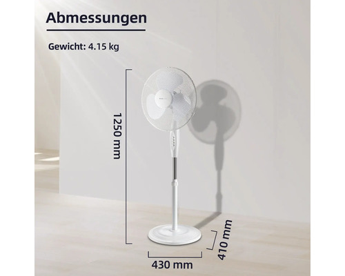 Abbildung eines Ventilators mit Abmessungen