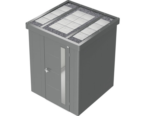 Gartenschrank mit Dach, Dachplatten und Kies